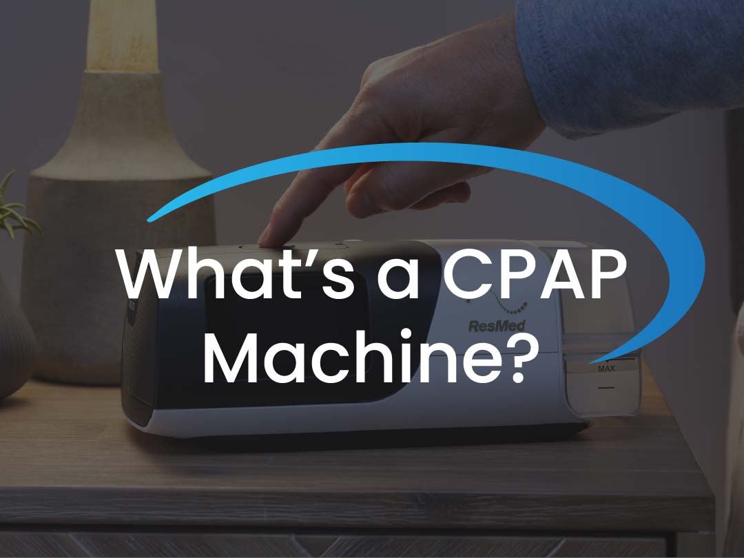 a picture of a ResMed CPAP machine with text ready "what is a CPAP machine"